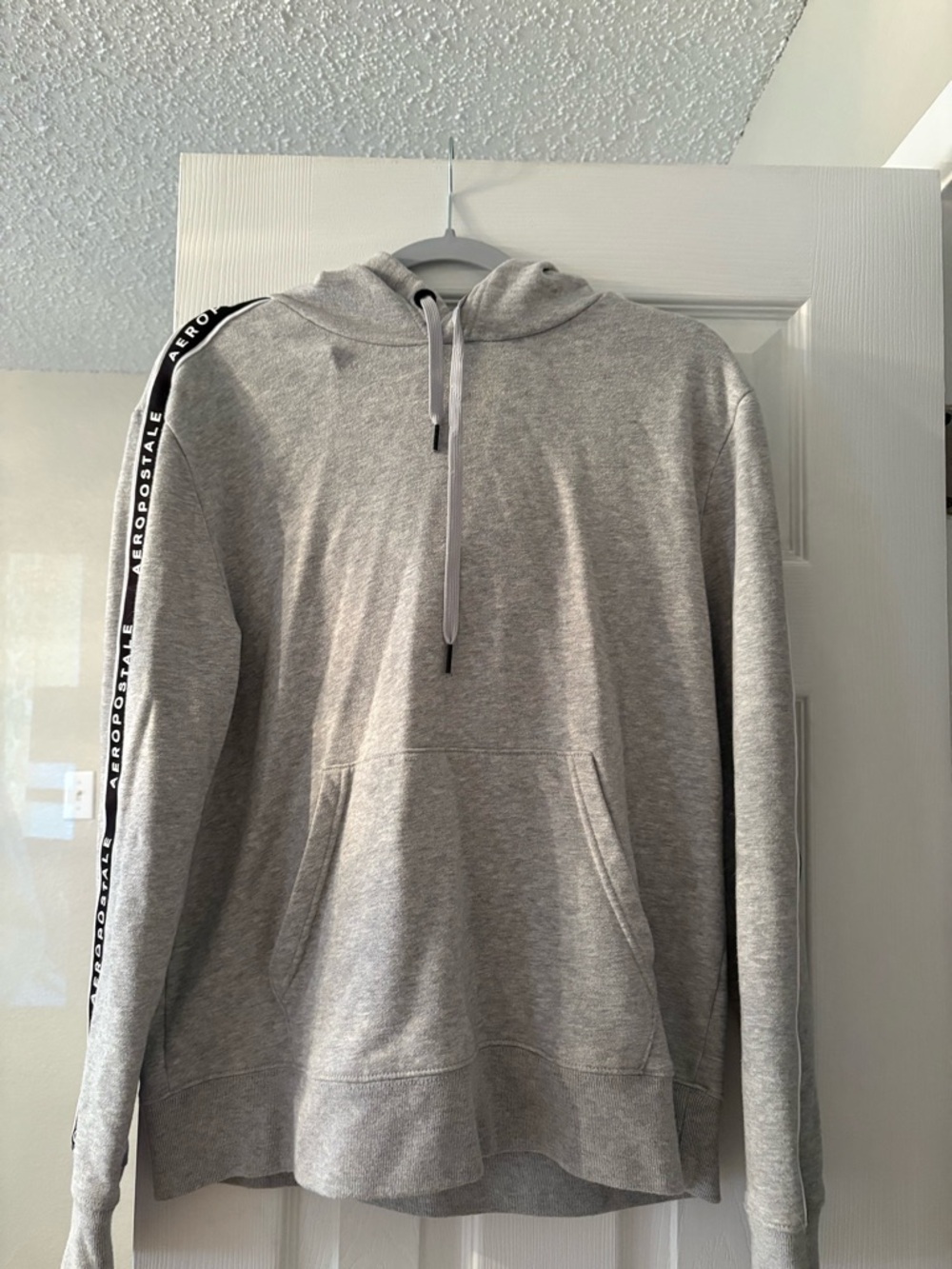Aéropostale Grey Pullover Hoodie with Shoulder Logo Tape